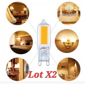 Ampoule LED G9 2W COB 360° 220-240V AC 4000K Lot X2