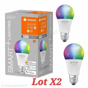 Ampoule LED intelligente E27 14W WIFI RGB + CCT Ledvance SMARTWIRELESS Lot X2