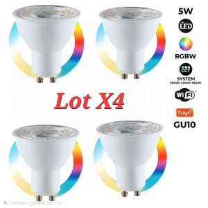 Ampoule LED smart wifi GU10 RGBW+CCT 5w Lot X4