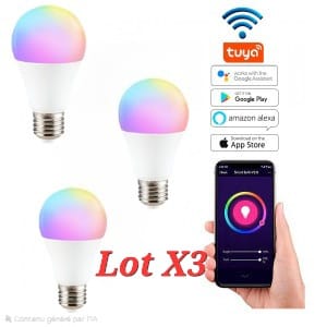 Ampoule Led smart wifi E27 RGB-CCT 9W Lot X3