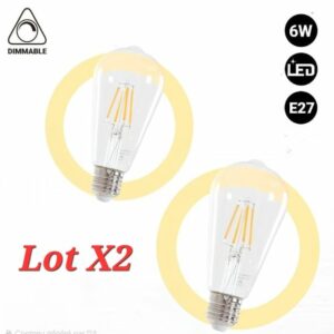 Ampoule filament vintage séries ST64 E27 6 W Lot X2