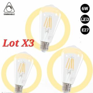 Ampoule filament vintage séries ST64 E27 6 W Lot X3