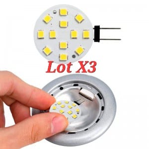 Ampoule LED G4 Plate bi pin 2W 12v AC-DC Lot x3