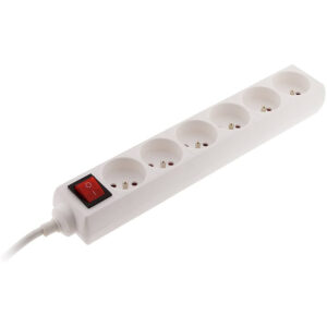 BLOC PRISES 5x 16A Blanc AVEC INTERRUPTEUR LONGUEUR FIL 1M