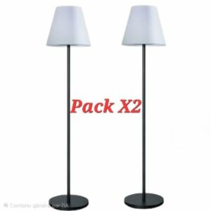 Lot X2 "COMBIX" Luminaire LED sur pied avec panneau solaire et H.P Bluetooth
