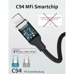 Câble USB C lightning 2 Mètre fast charging USB câble iPhone jusqu'au 14 pro max