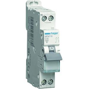 Disjoncteur Phase+ Neutre 10A 3kA Courbe Cbornes à Vis 1 Module