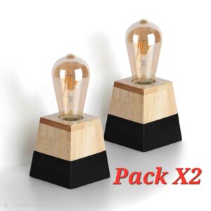 LOT X2 "MILA" Lampe de table en Bois