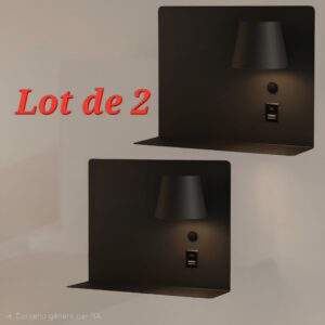 LOT X2 Appliques murales "BASTOS" avec port USB et USB-C grand model