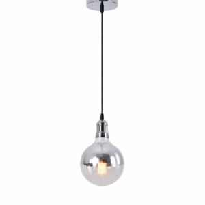 Lot 1 Suspension à douille E27 vintage rétro + 1 Ampoule LED globe miroir Argenté E27 G125-6W 3000K