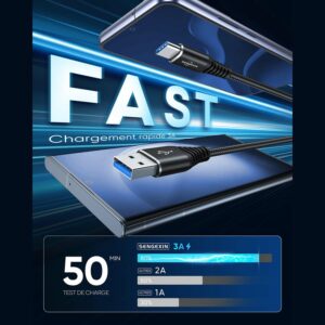 Câble USB type C  nylon tressé 1 Mètre