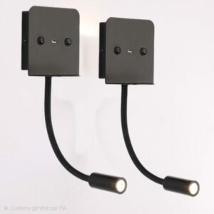 LOT 2 Appliques murales "SOLANGE" USB + liseuse led