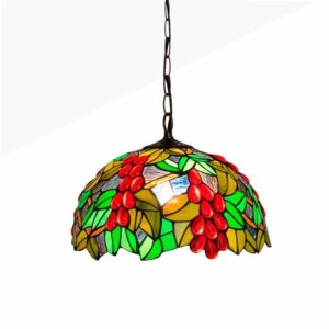 "TIFFANY" Suspension mosaïque florale en verre